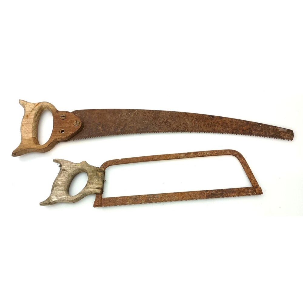 2 Vintage Wood Handle Saws- 14" & 20"
